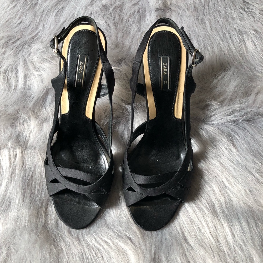 Zara Black sling back heels size 38